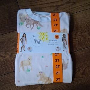 Burt's Bees Kids Pajama Set - White with Animal Design